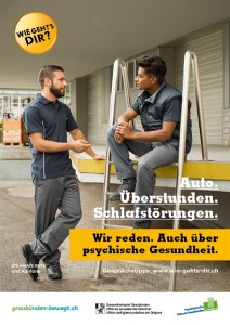Auf diversen Plakaten sind Menschen in Alltagssituationen zu sehen. (Quelle: www.gr.ch)
