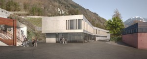 Spatenstich Ergänzungsneubau Mensa und Mediothek für die Bündner Kantonsschule. (Quelle Hochbauamt Graubünden)
