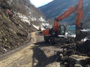 Die Bauarbeiten für die provisorische Umfahrung kommen gut voran. (Bild: Standeskanzlei Graubünden)