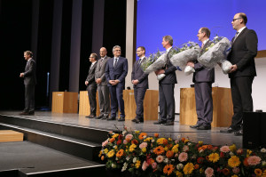 Verabschiedung Eduard Gasser, Peter Wettstein und Franco Quinter. (Bild: GKB)