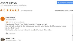 Foto: Bewertung des Ortes "Avant clavo" in Lenzerheide.
