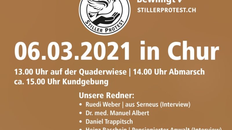 „Corona-Demo“ in Chur: Verein Stiller Protest organisiert Kundgebung gegen umstrittene Corona-Maßnahmen
