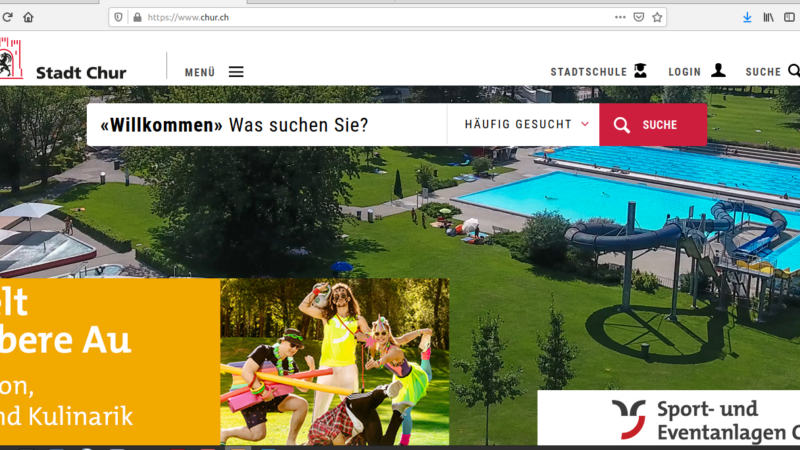 Tageskarte Gemeinde Chur: Auf der neuen Webseite nicht mehr findbar