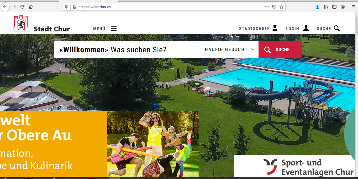 Tageskarte Gemeinde Chur: Auf der neuen Webseite nicht mehr findbar