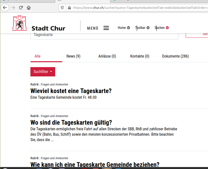 Tageskarte Chur