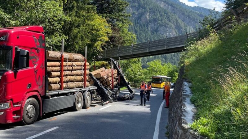 Sils. i.D.: Holztransporter beschädigt Viehüberführung