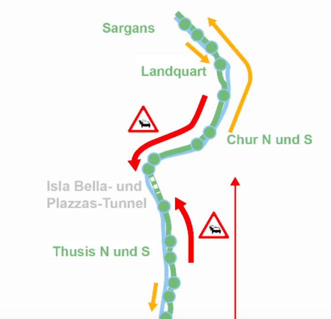 Ausweichverkehr entlang der A2 und A13 im Alpenraum