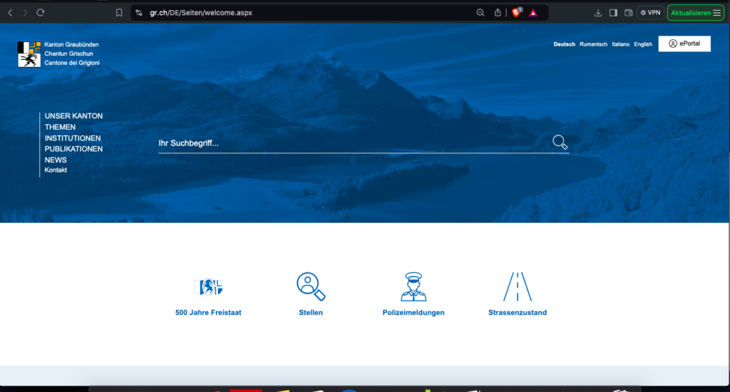Gruselig und das Gegenteil von einladend: Die offizielle Webseite des Kanton Graubündens
