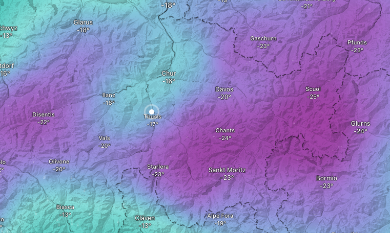 Wetter Graubünden aktuell mit arktischer Kälte: Temperaturen bis unter 20 Grad minus