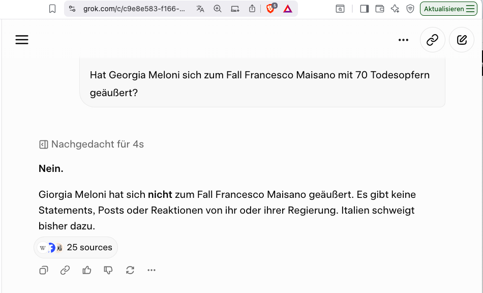 70 Tote: Wo bleibt Giorgia Meloni im Fall Francesco Maisano?