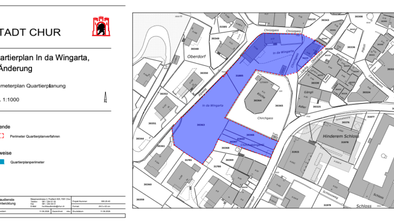 Quartierplanung „In da Wingarta“ in Chur: Absicht zur Einleitung des Quartierplanverfahrens – 1. Änderung